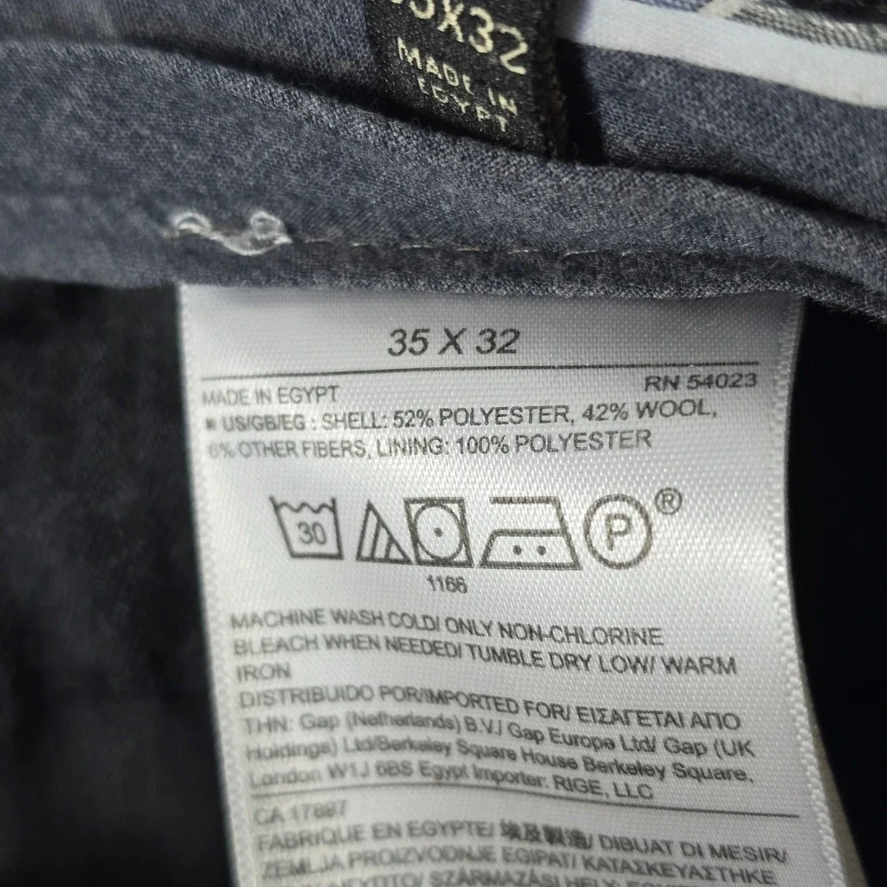Banana Republic Mens Tailored Slim Fit Wool Blend Dress Pants Charcoal 35x32